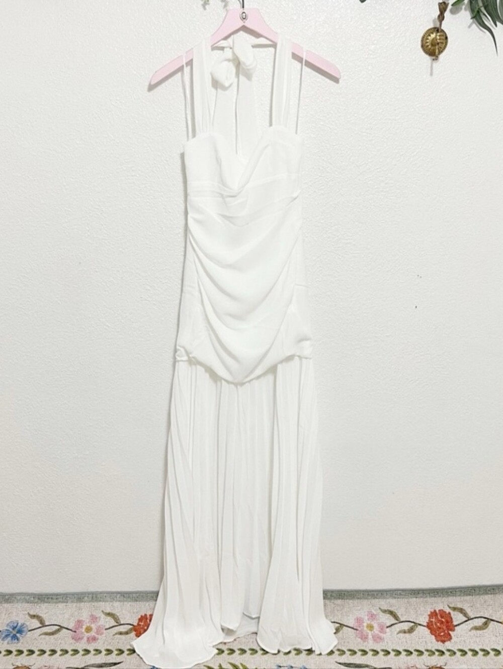 Anthropologie Delfi Collective NWT Delilah Halter Pleated Drop-Waist Maxi Dress - Picture 6 of 13
